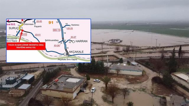 Urfa’daki yol sel sonrası ulaşıma kapandı